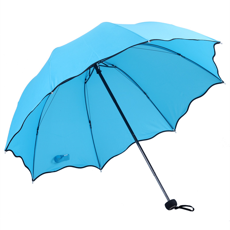 百盛洋创意纯色韩国拱形公主伞遇水开花伞晴雨