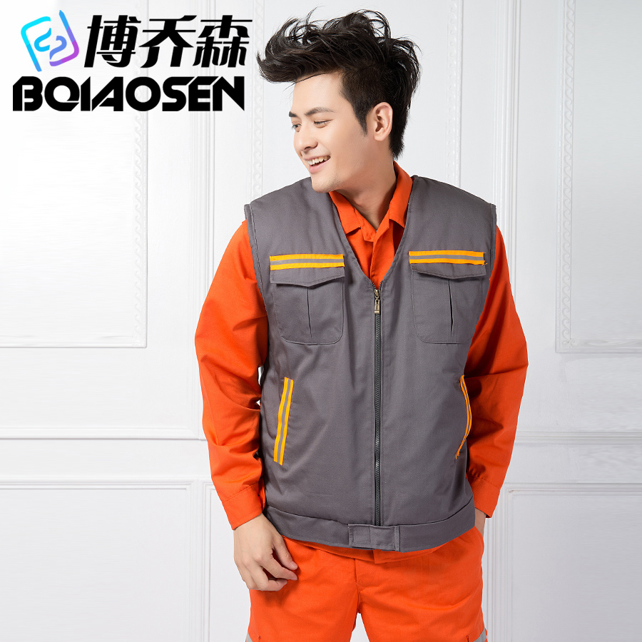 博乔森 保安夜间棉背心 执勤马甲 执勤反光工作